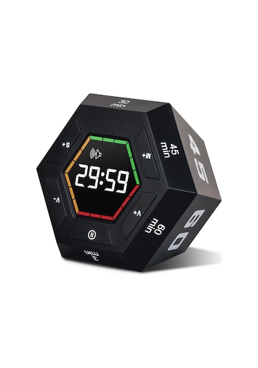Hymark Altıgen Dijital Geri Sayım Zamanlayıcı Led Ekranlı Görsel Zaman Kontrol Mutfak Ders Mıknatıslı
