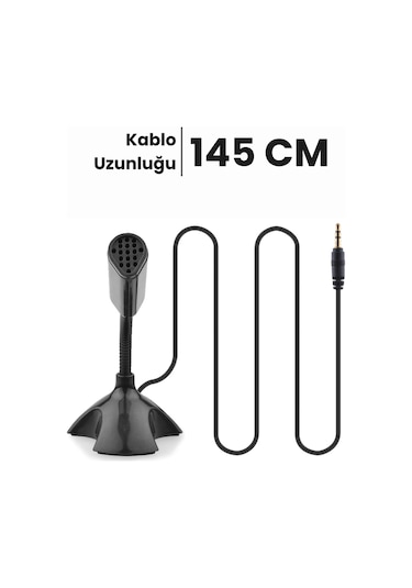 Pc Laptop Uyumlu Oynar Başlıklı Masaüstü Mikrofon 3.5mm Aux