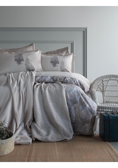 Apricitas Nev.tk+yatak Ört+batt.set Nerıs Beıge Çift Kişilik Mavi - Gri