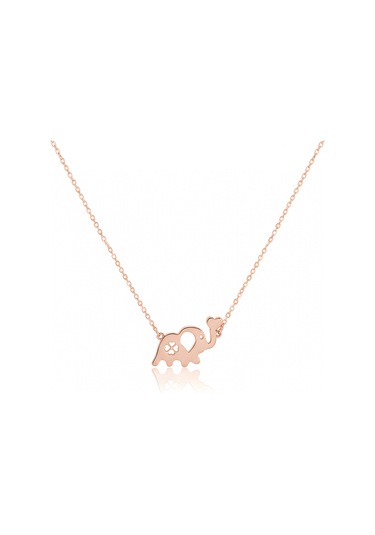 Kalpli Fil Gümüş Kolye - Rose Rose Gold