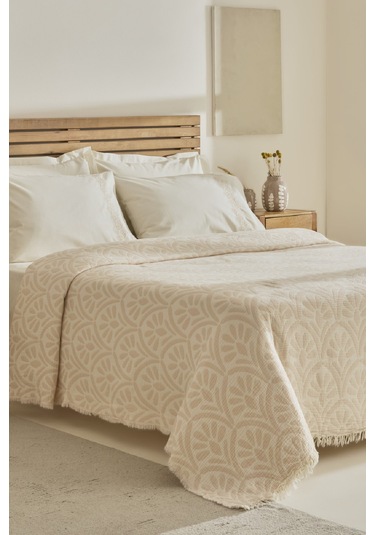 Karaca Home Shailyn Nakışlı Müslin Çift Kişilik Pike Takımı Pudra Pudra