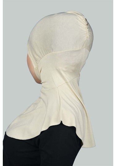 Kadın Tesettür Pratik Boyunluklu Hijab - Sporcu Bone Krem