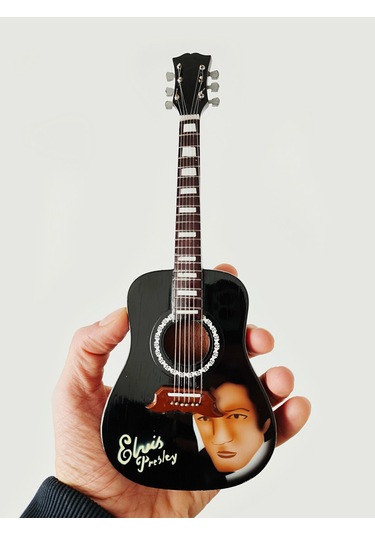 El Yapımı 1/4 Ölçek Minyatür Akustik Gitar Elvis Presley