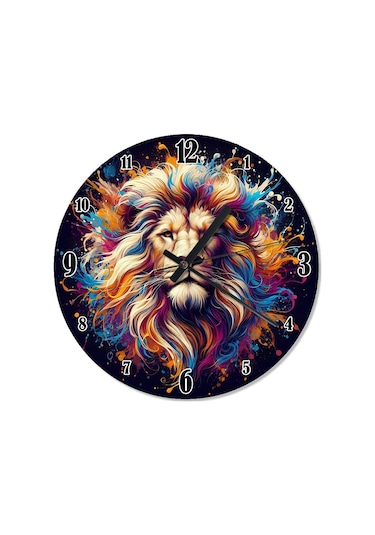 Renkli Tüylü Aslan Akarlı Duvar Saati