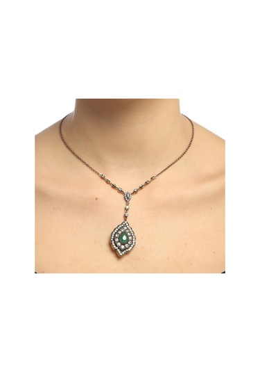 Badem Elmas Montür Zümrüt Gerdanlık Kolye Sevgiliye Sarı