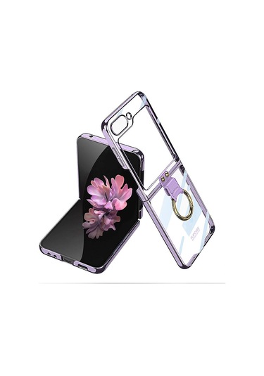 Galaxy Uyumlu Z Flip 6 Kılıf Zore Yüzüklü Kıpta Kapak Lila