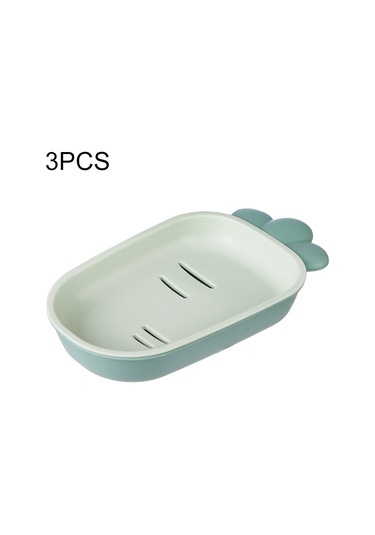 3 Adet Yaratıcı Sevimli Drenaj Çift Katmanlı Ev Tuvalet Sabun Kutusu, Kapaklı Sabunluk Yeşil