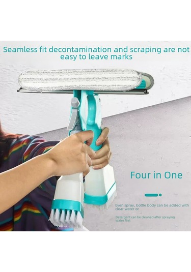 Reedark Ev İçi Kullanımlı Çift Taraflı Cam Temizleme Fırçası, Sprey Sulama, Sponge Ve Tarama Özellikli Dört İşlevli Temizlik Aleti Renkli Kutu Diğer