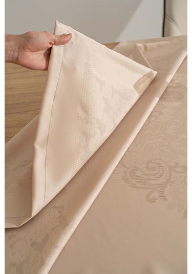 Jumbo Jakar Cappuccino Sıvı İtici Leke Tutmaz Masa Örtüsü 160x220 Cm Kahverengi