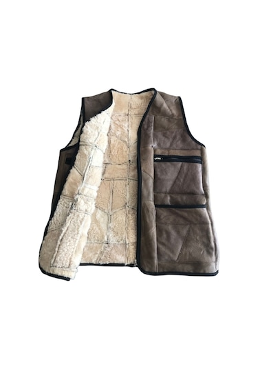 Patchwork Kürk-Süet Gerçek Deri Erkek Yelek