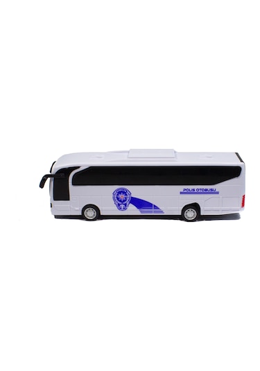 Oyuncak Otobüs Polis Otobüsü Sürtmeli Beyaz 22 Cm