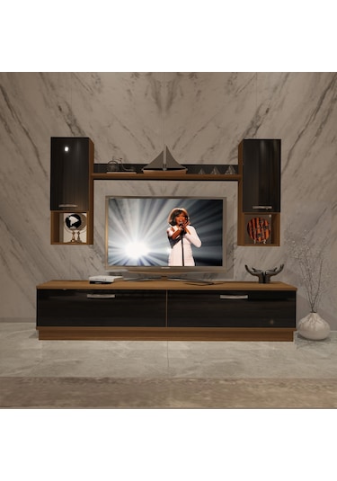 Decoraktiv Eko 5dab Mdf Std Tv Ünitesi Tv Sehpası Ceviz - Siyah