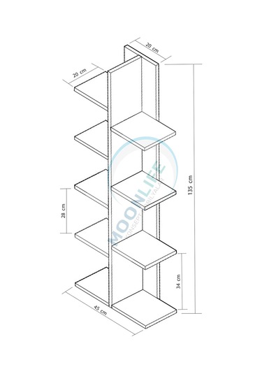 Karo Dekoratif Kitaplık Ceviz Ceviz