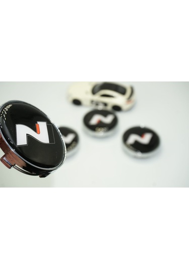 Hyundai N Line Logo Jant Göbeği Gümüş Siyah Kapak Seti 60mm