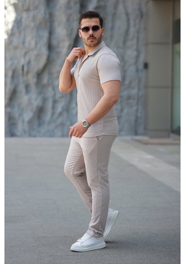 Erkek Ottoman Kumaş Pantolon Gömlek Takım Gri