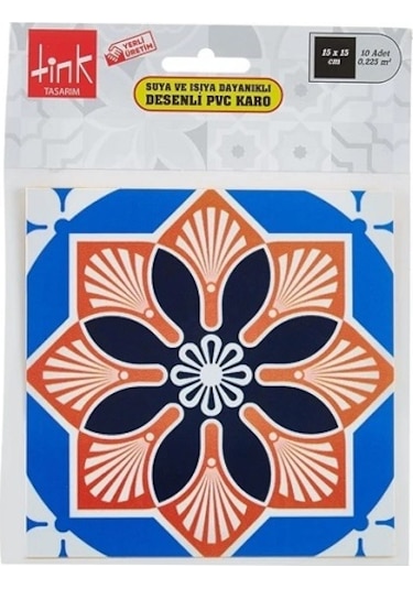 Tink Tasarım 3 Metraj Meksika Desenli Pvc Karo 15x15 Cm 10'lu Paket Çok Renkli