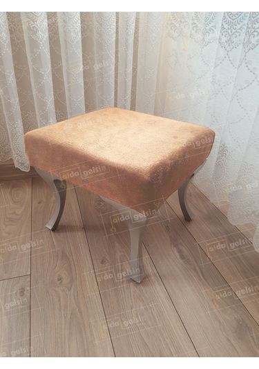 Ayak Ucu Kapı Önü Antre Düz Bench Puf Gümüş Ayak Vizon