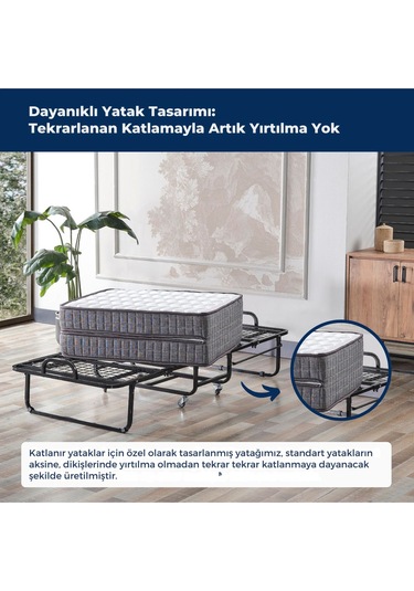 Aksviva İnova Katlanır Metal Tek Kişilik Karyolla