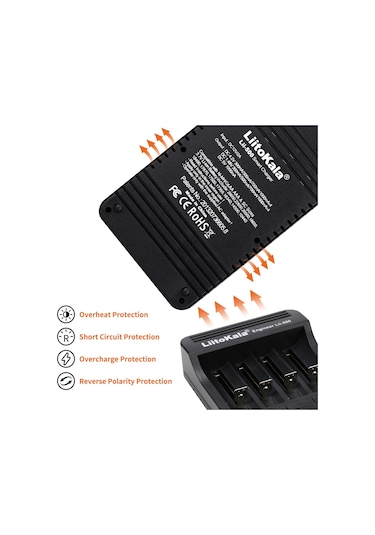 Yifomall Akıllı Şarj Cihazı - 4 Pil Yuvası Lcd Ekranlı, Ni-mh/ni-cd/li-ion Piller İçin Otomatik Tanıma Özellikli