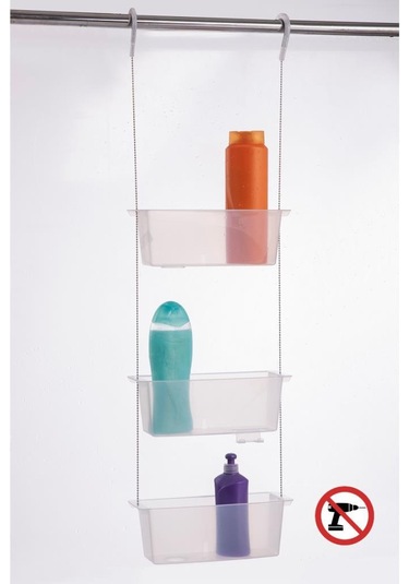 Primanova Üç Gözlü Duş Sepeti Şeffaf Pratik Asılabilir Yapı N43 Çok Renkli