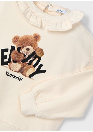 Mayoral Krem Kız Çocuk Fırfırlı Yaka Sweatshirt 4430 Krem