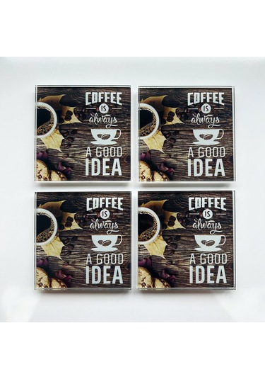 Decorita Cam Bardak Altlığı | Always Good Idea | 4'lü Takım Çok Renkli