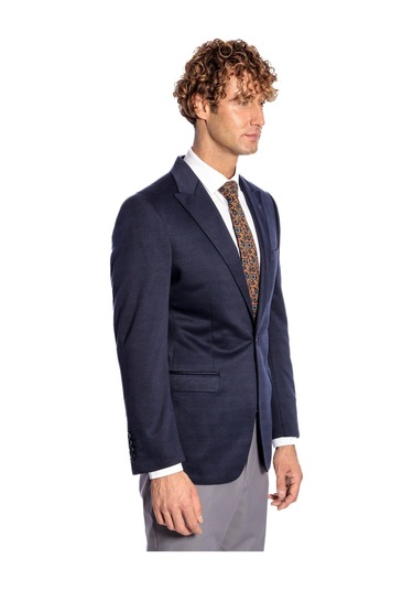 Wessi Lacivert Düz Slim Fit Erkek Ceket Lacivert