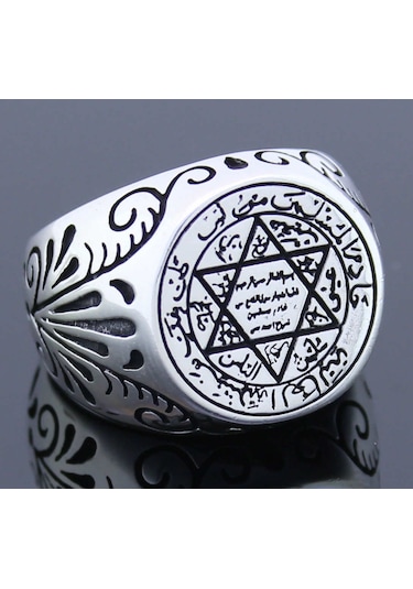 925 Ayar Gümüş Mührü Süleyman Erkek Yüzük