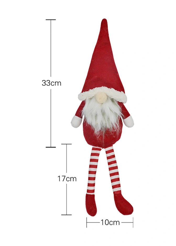 Hombey Noel 2019 Dekorasyon Eşyası: Yüzsüz Bebek Uzun Bacaklı Oturmuş Santa Figürü, Pencere Süsü Ve  Dekoru - Kırmızı, Bölümlü Bacaklı