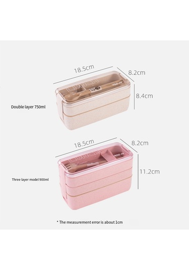 Xurunkeji Taşınabilir Bento Kutusu, 3 Katmanlı Öğle Yemeği Kutusu, 900 Ml Buğday Samanı Yemek Takımı Gıda Saklama Kabı Yeşil Yeşil