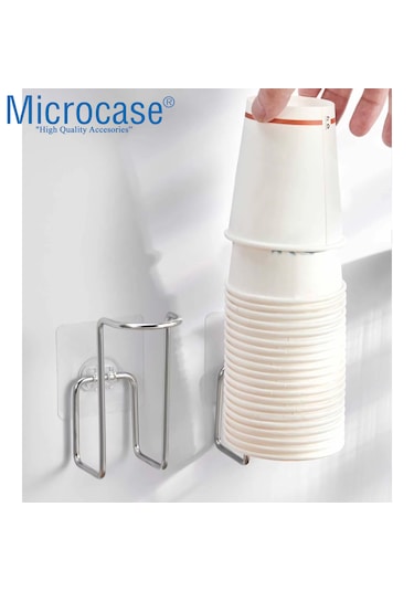 Microcase Yapışkanlı Duvara Yüzeye Monte Kağıt Bardak Askılığı - Al5307 2 Adet Gri