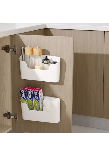 Kosona Duvar Montajlı Banyo Malzemeleri Depolama Kutusu - Delik Açmadan Dolap Arka/ön Organizatörü Beyaz - Dayanıklı Materyal İle Ev İçinde Çeşitli Kullanim Seçenekleri Diğer