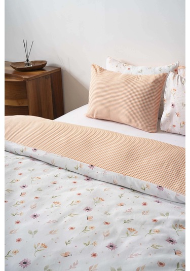 Soft Çiçekli Çift Kişilik Nevresim Takımı Pamuklu Renkli