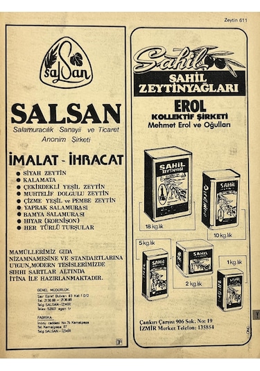 İzmir 1982-1983 Meslek Reklam İlanı Efemera S611