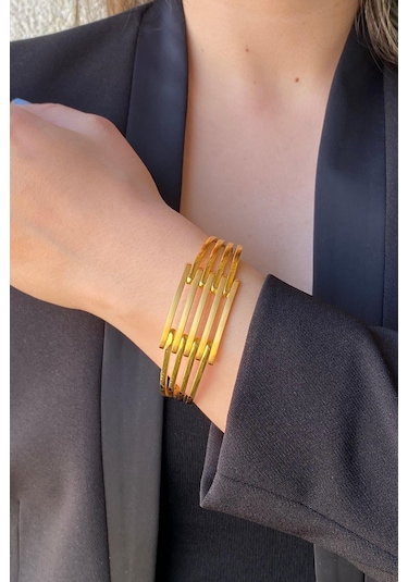 Zümrüt Sarraf 14 Ayar Altın 5 Sıra Kaburga Bilezik