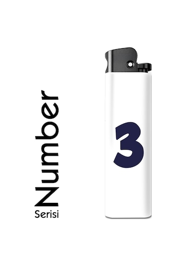 Number Serisi Tasarım Çakmak Minimal 3 Yazılı Çakmak