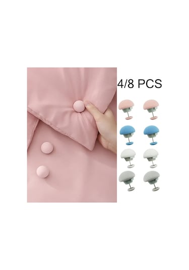 8 Adet Pembe-4/8 Adet Yatak Çarşafı Battaniye Klipsi Elbise Mandalları Kapakları Raptiye Klip Tutucu Mantar Yorgan Standı Kaymaz İskandinav Klipler