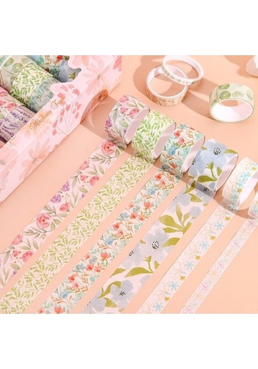 Dikdörtgen Vintage Washi Tape Bant Yapışkanlı Maskeleme Kağıdı Desenli Bant 20'li - Watercolor Notes 1