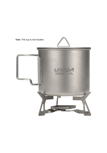 Symbee Titanium Katlanabilir Alkol Ocağı, Ultra Hafif, Anti-korozif, Mini Tepsili, Dış Mekan Pişirme İçin Stüdyo Gümüş