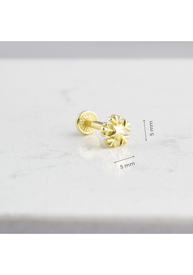 Glorria Altın Kar Tanesi Tragus Piercing Altın