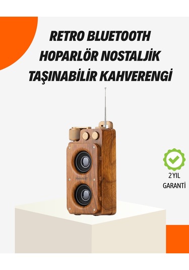 Ahşap Tarzı Kablosuz Hoparlör 5w Güçlü Bass Tf Usb Aux