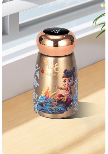 Jian Fan Nezha Termos Fincan Gri Altın