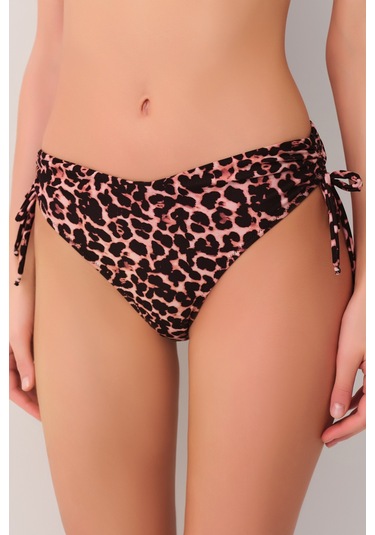 Suwen Leopard Yanı Büzgülü Bikini Alt Sb25415543543 Leopar Desenli