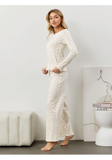 Mulen Brand Pamuk Dantelli Pantolonlu Pijam 327097691 Beyaz