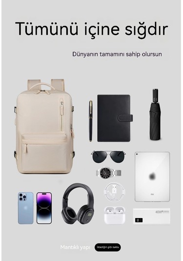 Sırtçantası Kadın Büyük Kapasiteli Çok Fonksiyonlu Sırtçantası Creamy-white