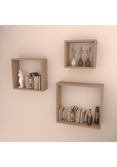 Rafkestir 3 Lü Kutu Raf Set Cappicino