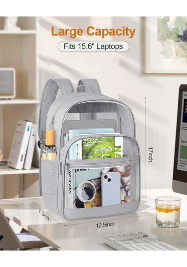 Tenfowee Şeffaf Oxford-pvc Çift Askılı Çanta, Geniş Hacimli Ana Bölme, İç Cep, Ön Bölmeler Ve Mesh Yan Çantalar İle Okul, Konser, Spor Ve Seyahatler İçin Dayanıklı Tasarım