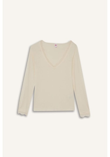 Defacto Modal Kaşmir Yumuşak Dokulu Dantelli Uzun Kollu Üst-fall İn Love F3168ax25auer100 Ekru Defacto Modal Kaşmir Yumuşak Dokulu Dantelli Uzun Kollu Üst-fall İn Love F3168ax25auer100 Ekru