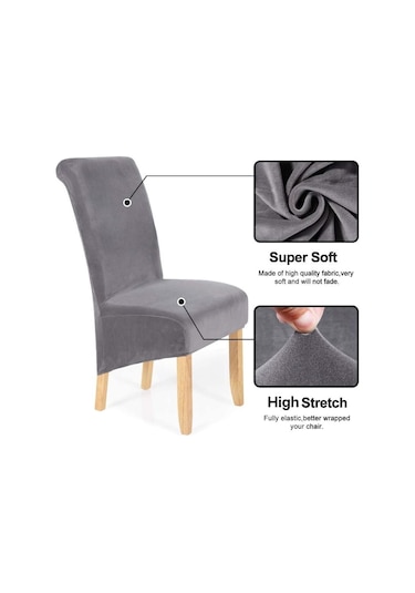 Jms Lacivert Streç Kadife Çıkarılabilir Yıkanabilir Büyük Yumuşak Yemek Sandalyesi Slipcovers Kapakları