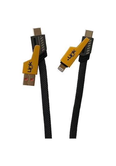 Linktech K474 Mecha Style 4 in1 USB Type-C Lightning 100 W Hızlı Şarj Kablosu
